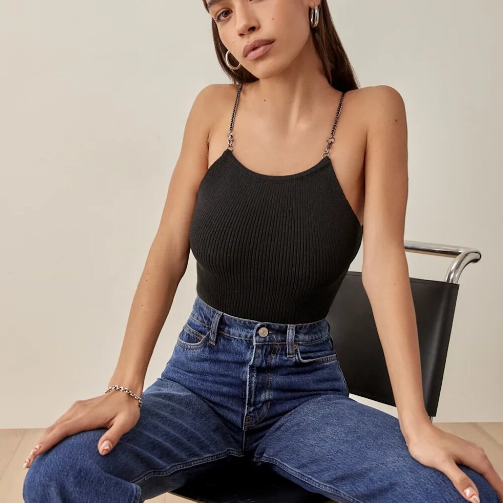 Reformation Charles Novelty Cotton Sweater Tank